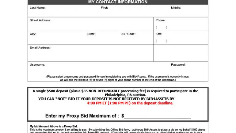 Offline Bid Form – Tax Sale